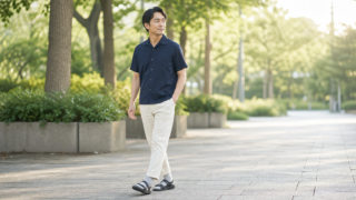 40代メンズのサンダル×靴下は丈と配色で決まる