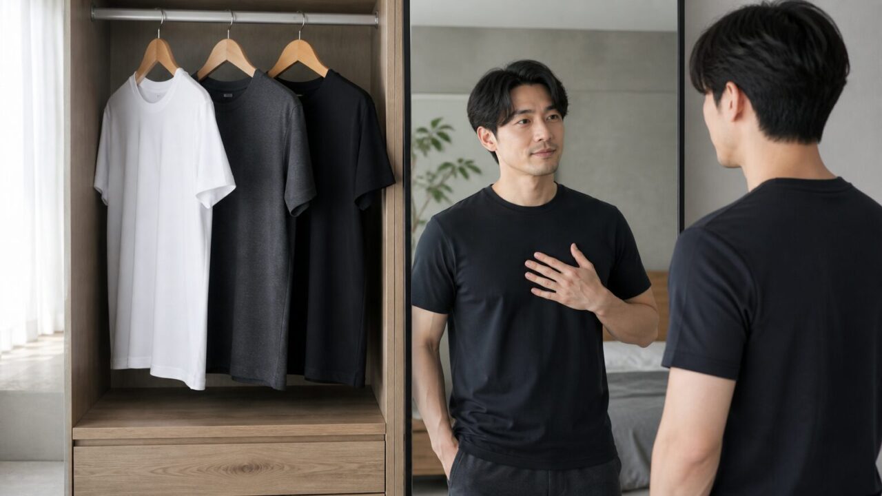 男性のTシャツ乳首対策は厚み・色・首元で選ぶ